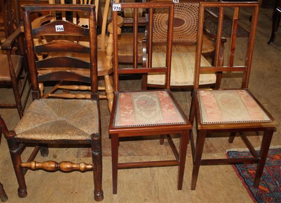 Pr inlaid bedroom chairs (1 a/f) & another